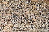 Angkor Wat temple, the bas-reliefs of the third enclosure. West Gallery Southern Part: the battle of Kuruksetra